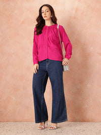 all about you Pin Tucks Raglan Sleeves Casual Shirt