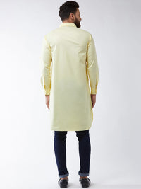 SOJANYA Lelaki Yellow Solid Pathani Kurta
