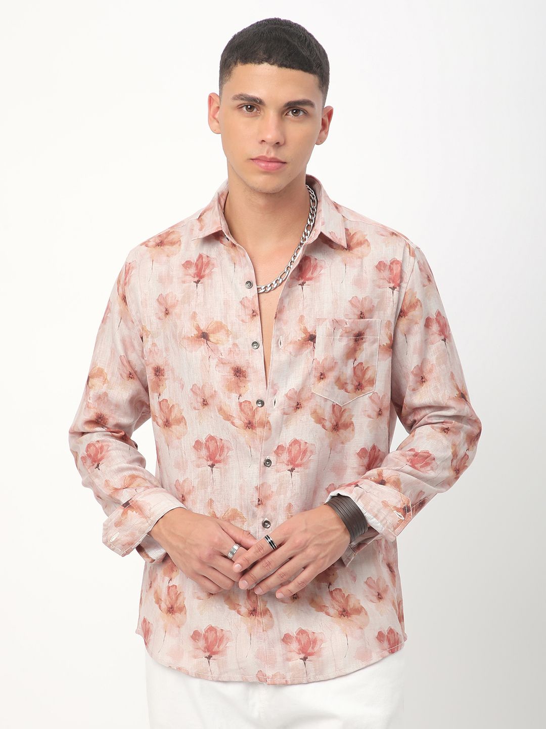 VASTRADO Men Classic Cutaway Collar Floral Printed Casual Shirt
