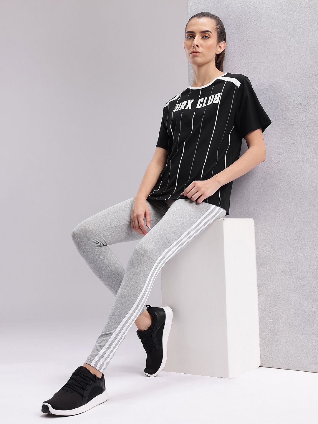 HRX by Hrithik Roshan Brand Logo Striped Lifestyle T-shirt