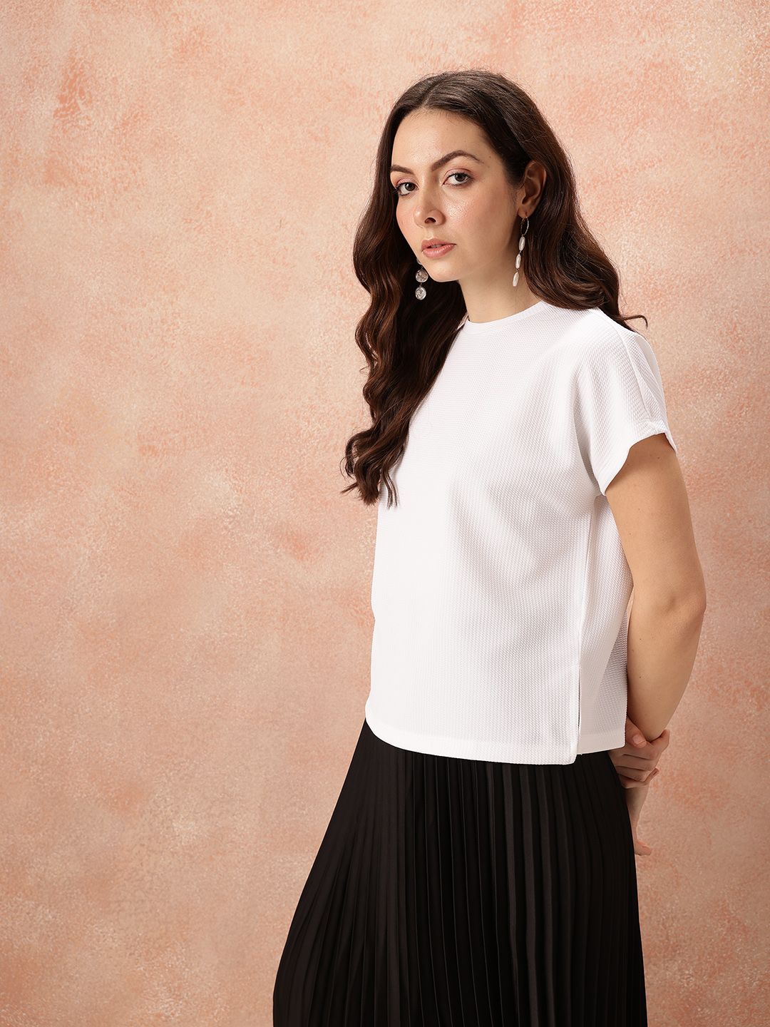 all about you Textured Extended Sleeves Top