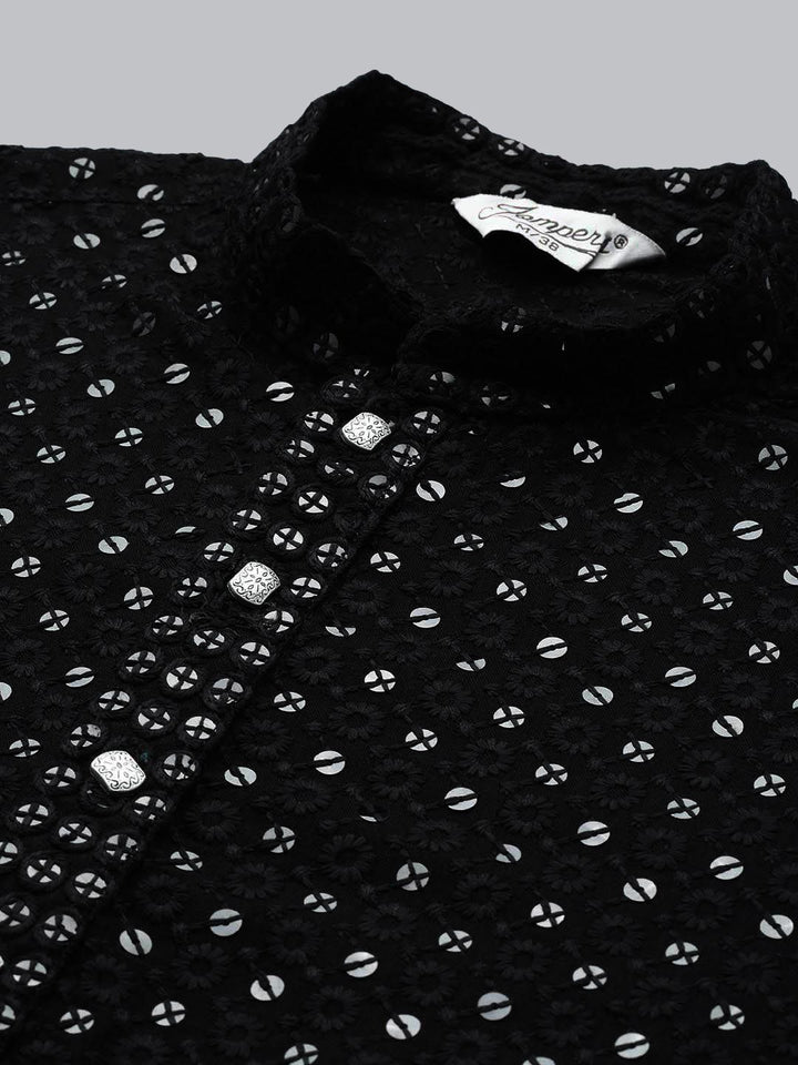 Jompers Men Mandarin Collar Embellished Cotton Kurta
