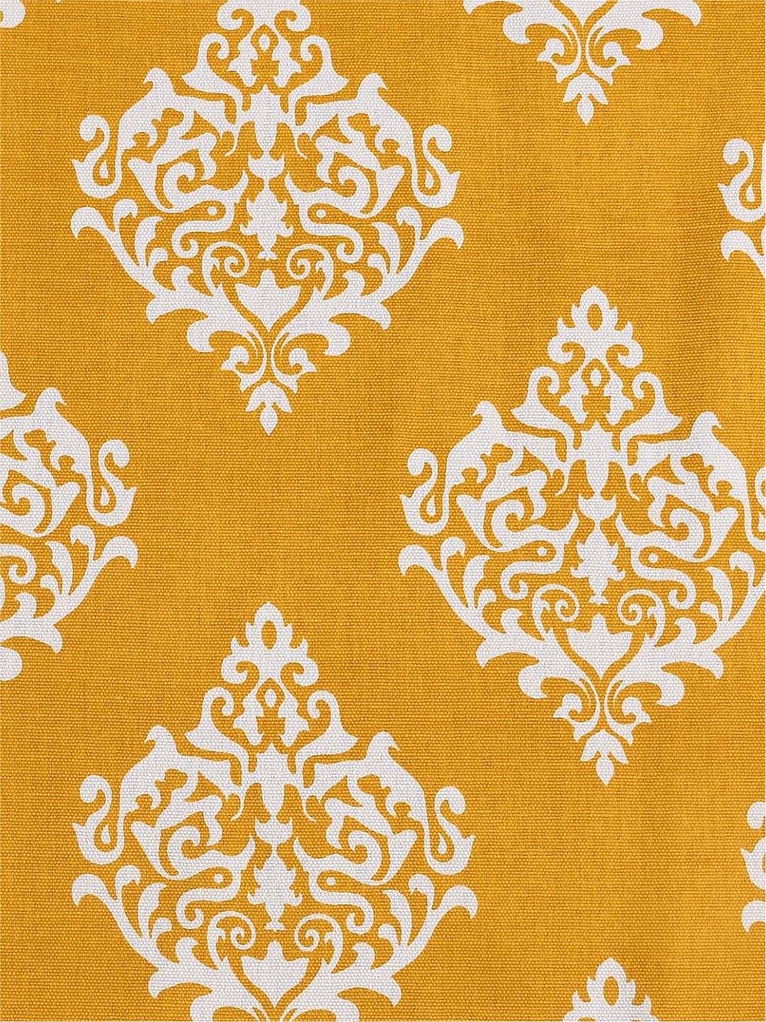 URBAN SPACE Mustard-Yellow & White Ethnic Motifs Printed Pure Cotton 6-Seater Table Cover