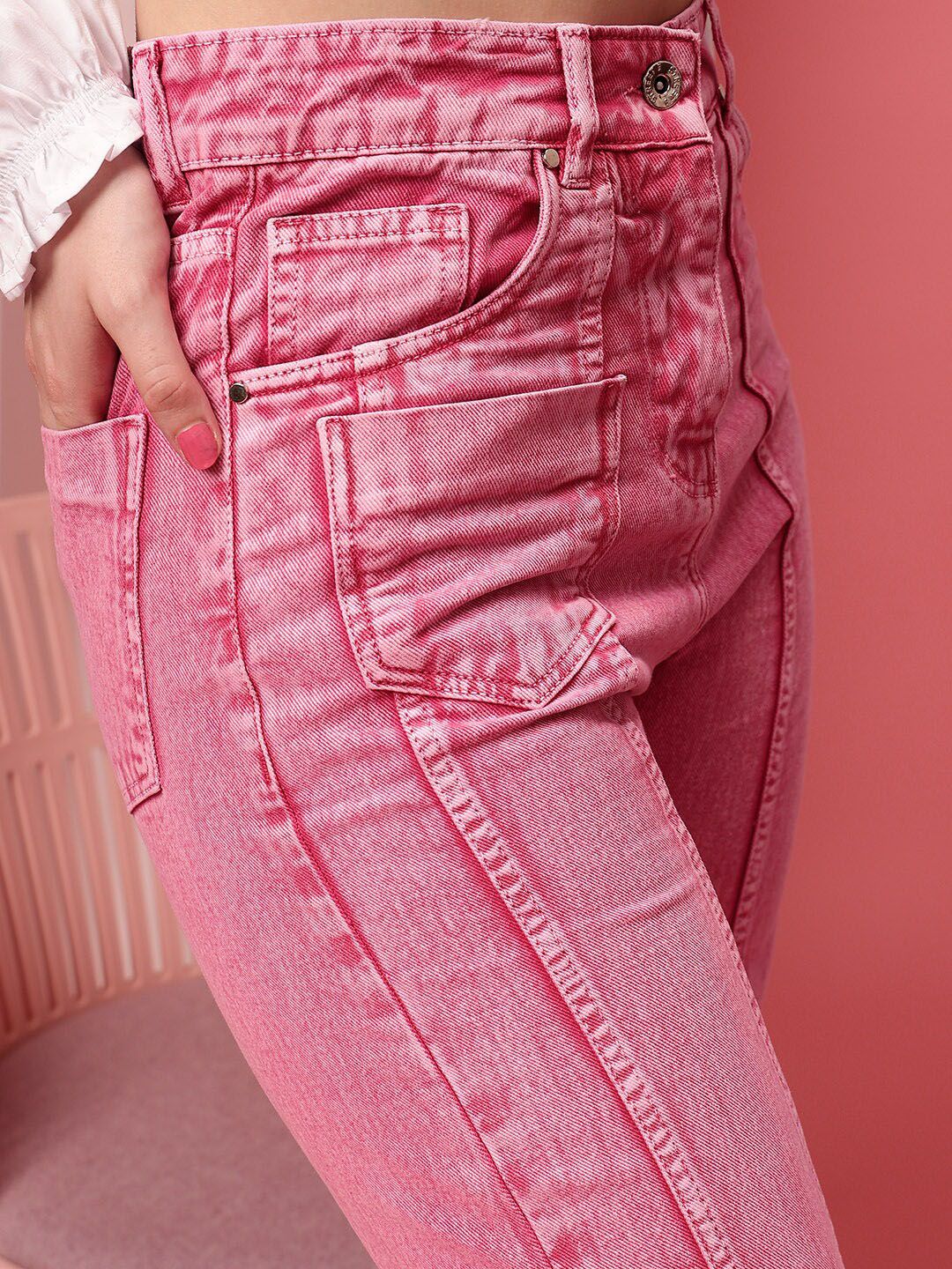 STREET 9 Women Comfort Straight Fit High-Rise Clean Look Pure Cotton Jeans