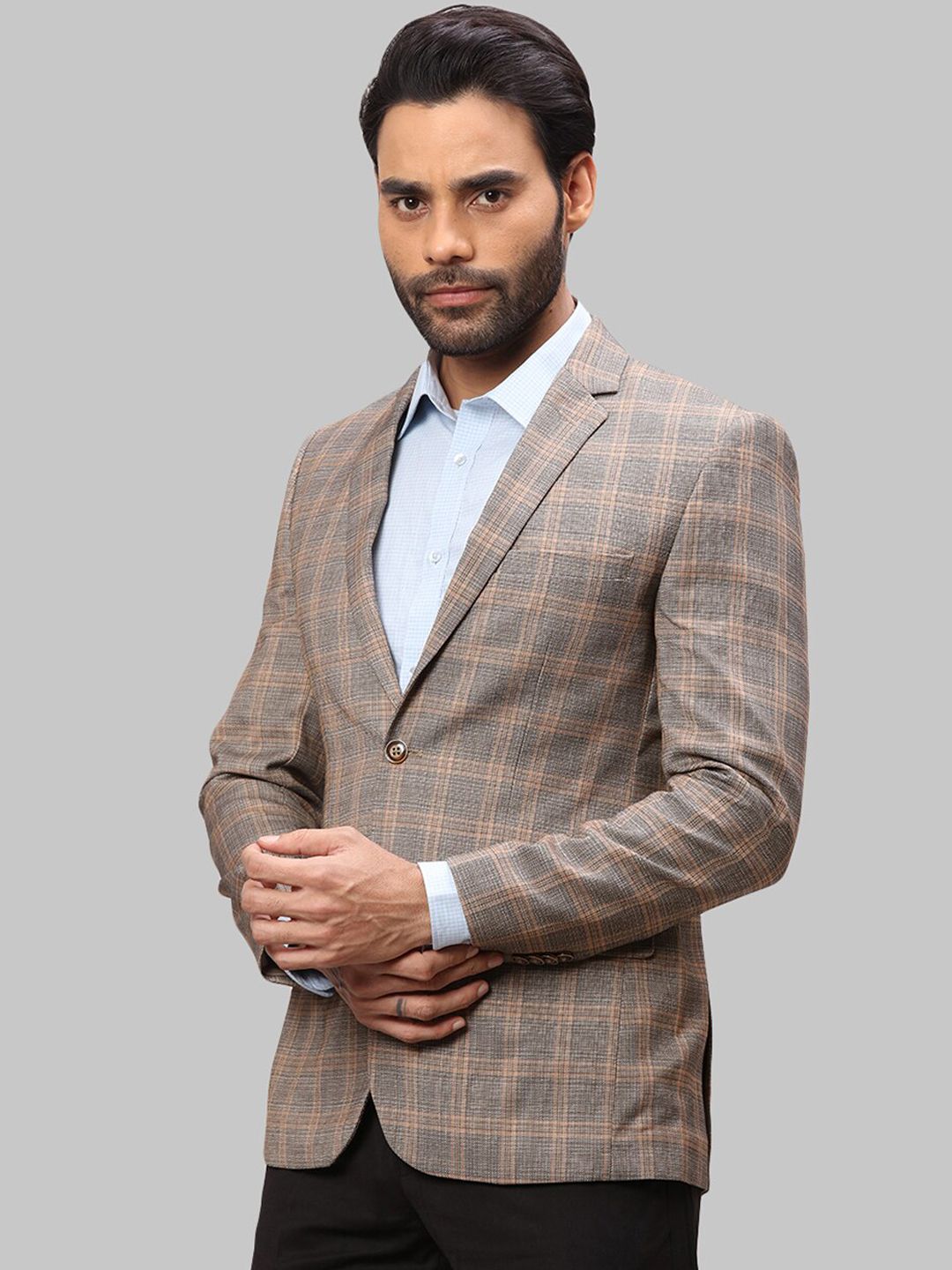 Park Avenue Men Checked Single Breasted Super Slim-Fit Blazers