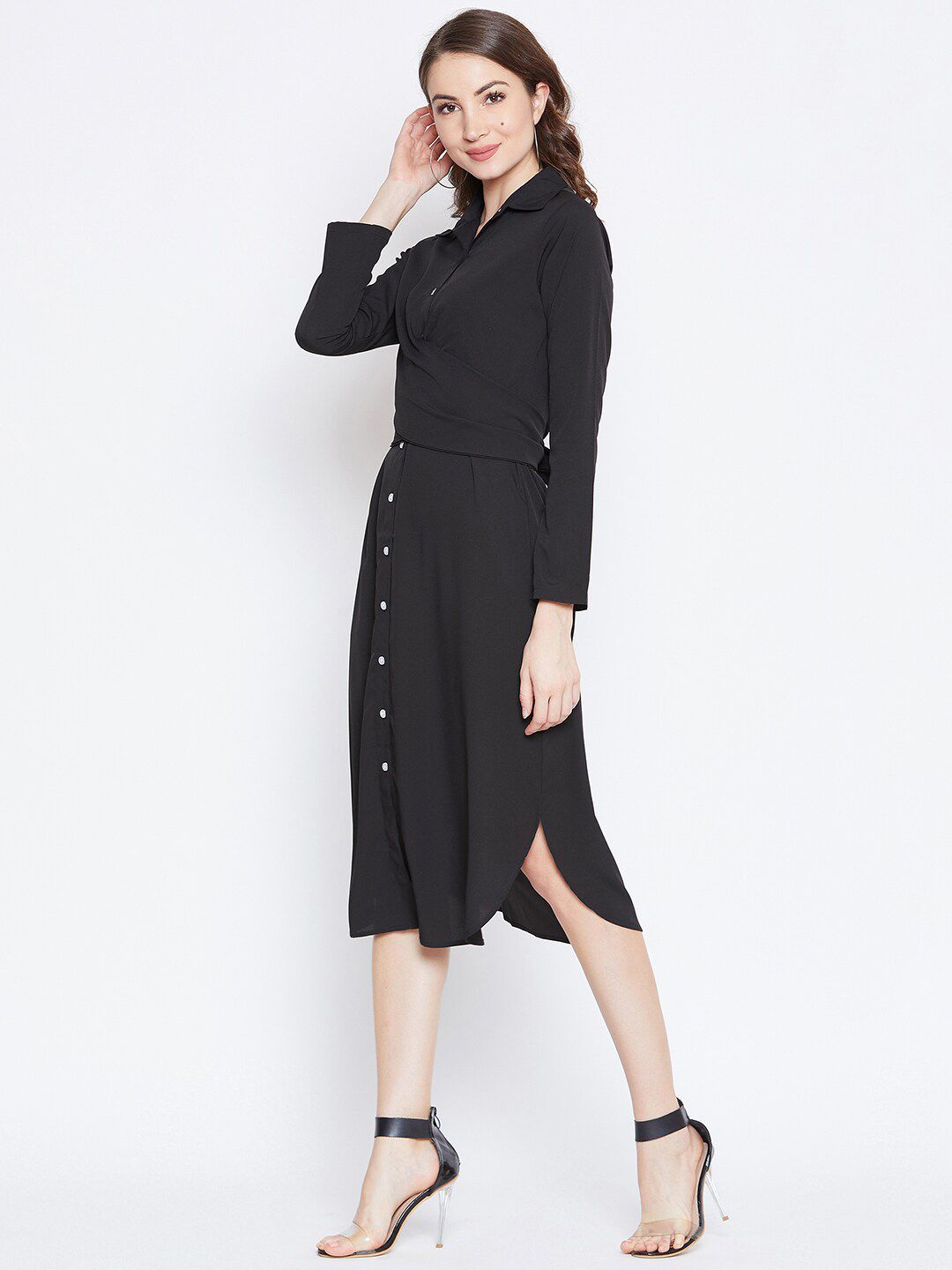 Berrylush Shirt Collar Midi Dress