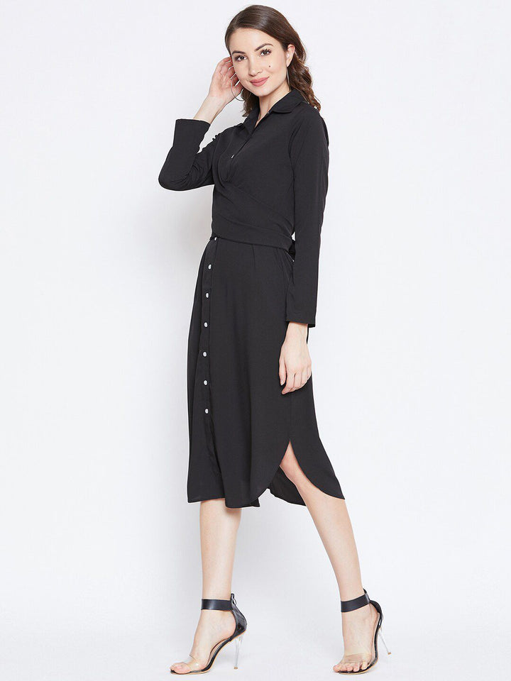 Berrylush Shirt Collar Midi Dress