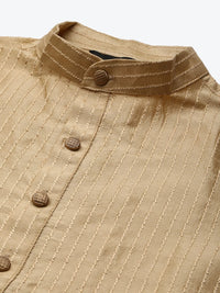 SOJANYA Kurta Lelaki Warna Emas & Peach dengan Jaket Churidar & Nehru