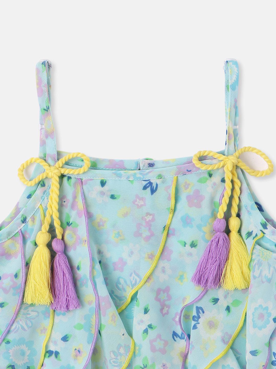 Nauti Nati Floral Print Ruffled Georgette A-Line Dress