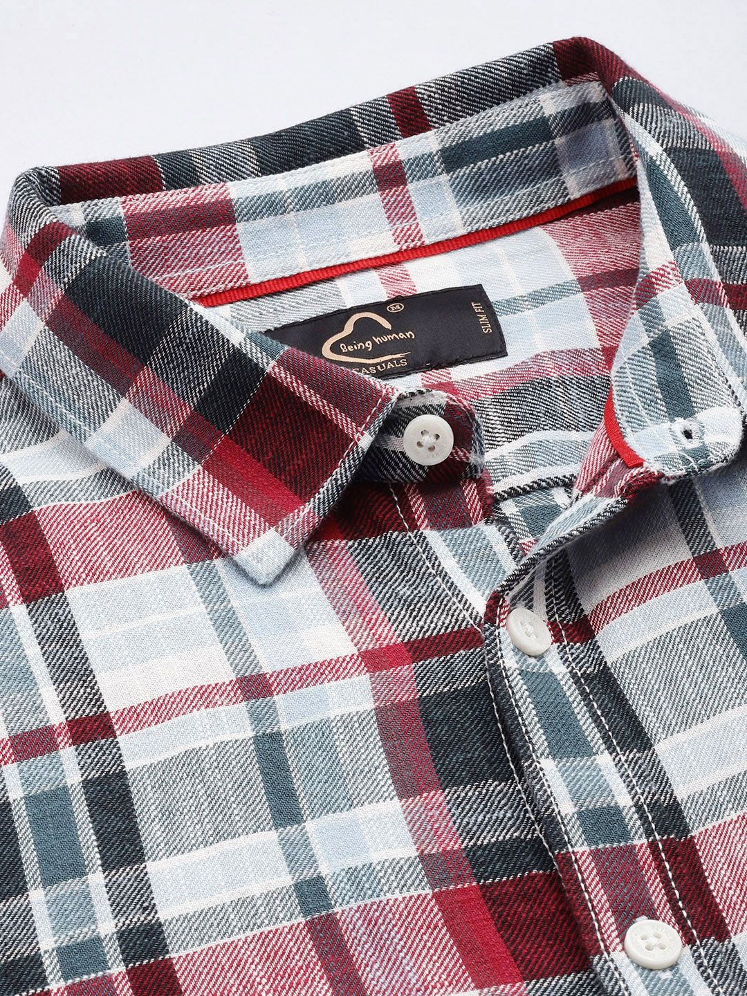 Being Human Slim Fit Checked Pure Cotton Casual Shirt