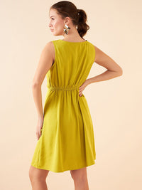 Antheaa Cowl Neck A-Line Dress With Printed Jacket