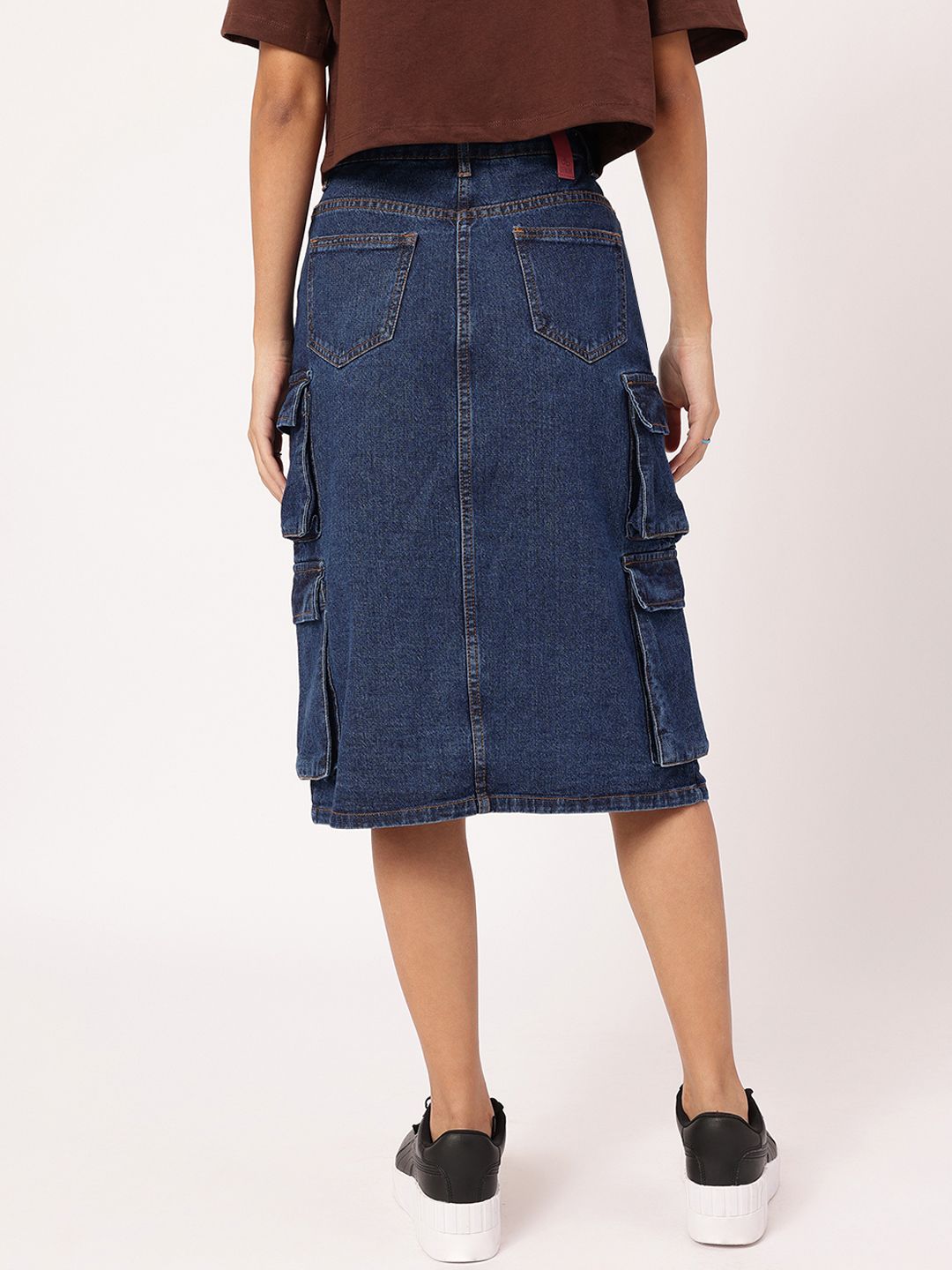 DressBerry Urban Utility Front Slit Cargo Style Denim Skirt