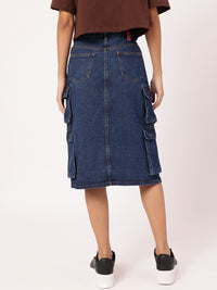 DressBerry Urban Utility Front Slit Cargo Style Denim Skirt