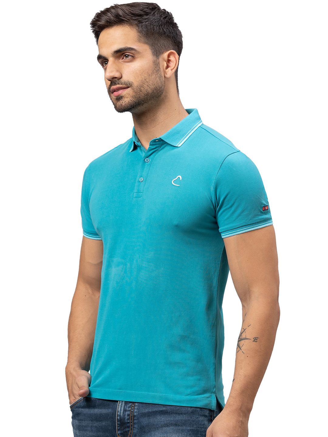Being Human Men Blue Polo Collar Cotton T-shirt