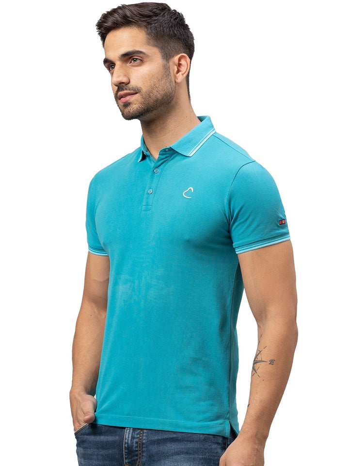 Being Human Men Blue Polo Collar Cotton T-shirt
