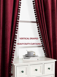 STITCHNEST Maroon 2 Pieces Velvet Black Out Door Curtains