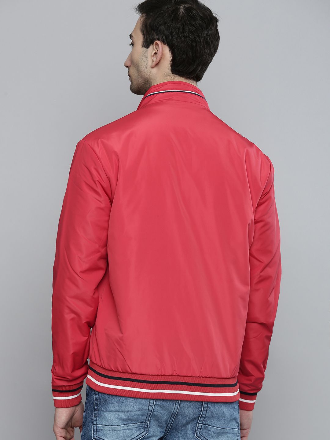 The Indian Garage Co Men Zip-Front Slim Fit Bomber Jacket