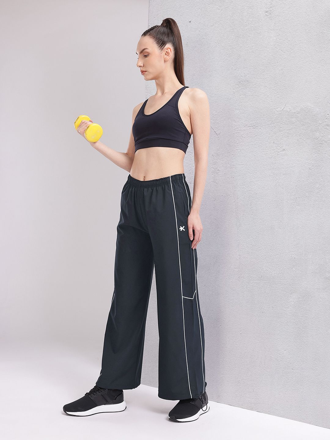 HRX by Hrithik Roshan Women Contrast Piping Rapid-Dry Flared Training Track Pants