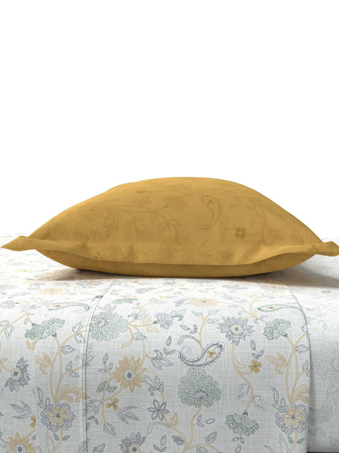 MYTRIDENT Kantha Sage Sanskriti Flat 144TC King Cotton 1 Bedsheet with 2 Pillow Covers