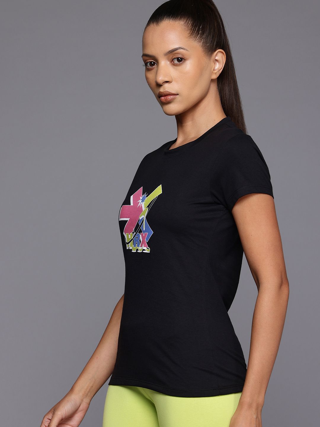 HRX by Hrithik Roshan Women Brand Logo Printed Slim Fit T-shirt