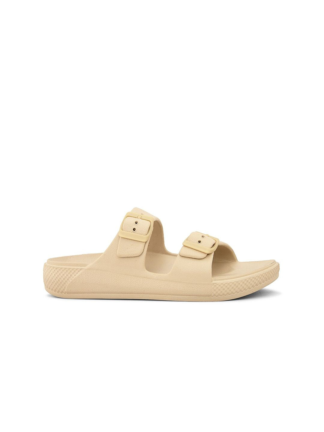 HRX by Hrithik Roshan Women Beige Buckle Detailed Sliders
