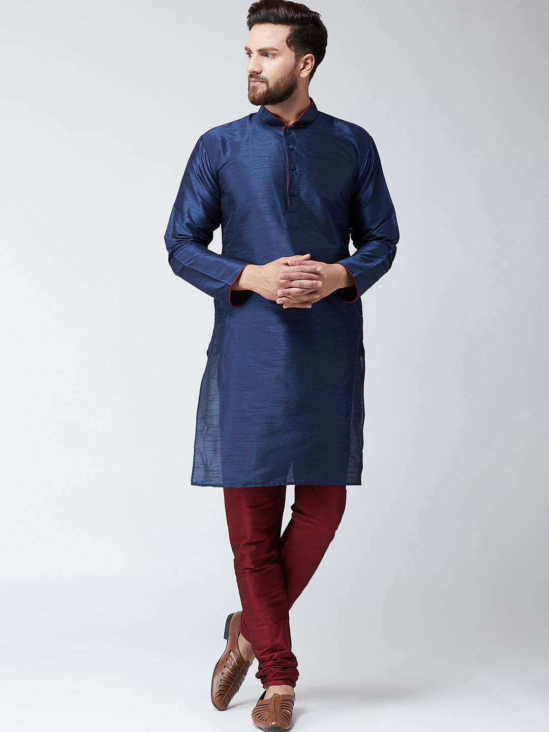SOJANYA Lelaki Biru Solid Kurta Lurus