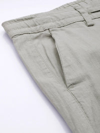 The Indian Garage Co Men Grey Slim Fit Linen Blend Trousers