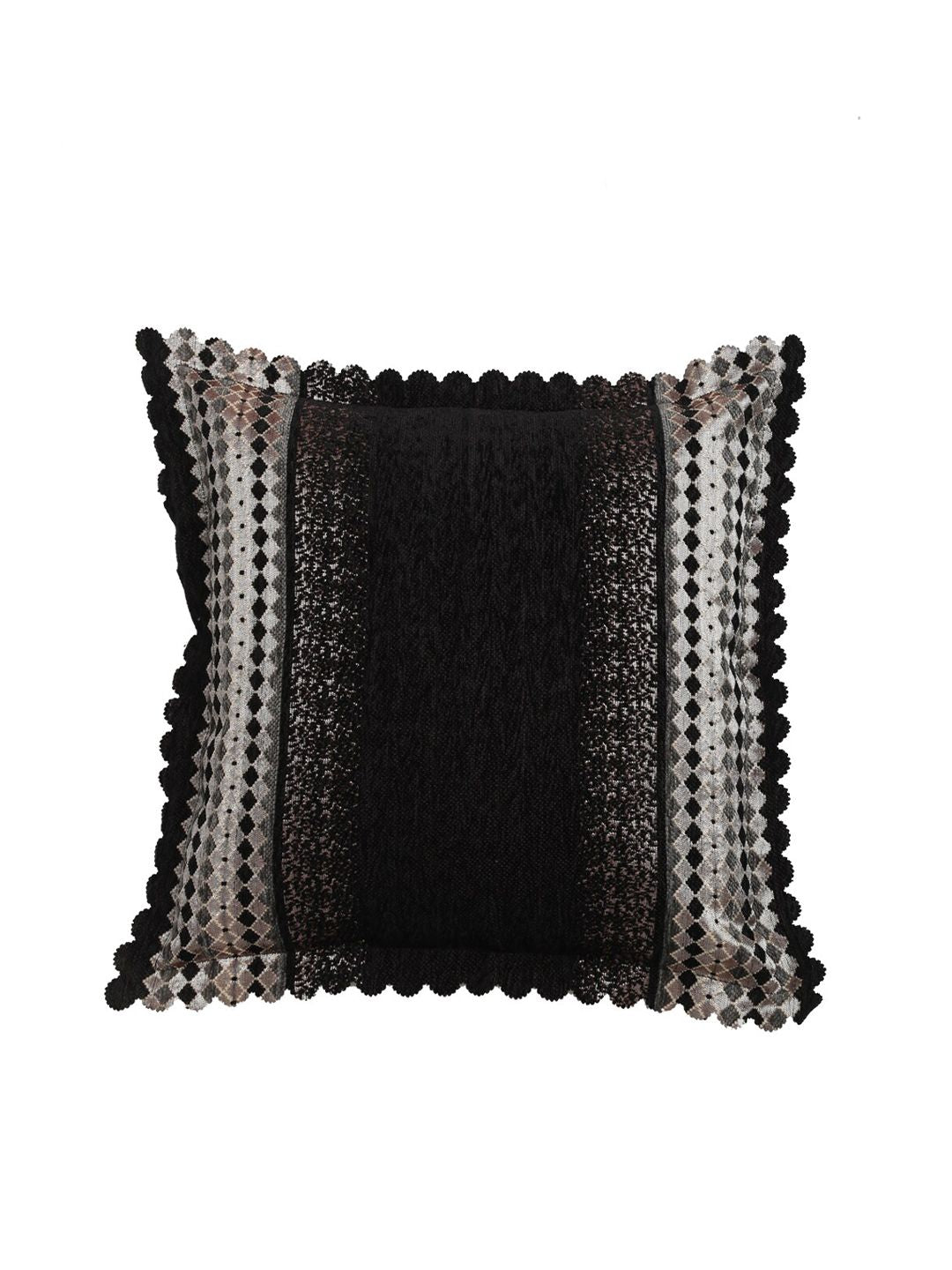 HOSTA HOMES Black & Grey Set of 2 Geometric Velvet Square Cushion Covers