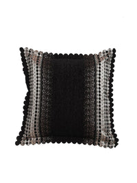 HOSTA HOMES Black & Grey Set of 2 Geometric Velvet Square Cushion Covers