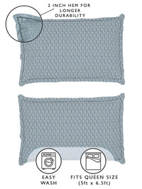 Story@home Teal Blue & Grey Floral 180 TC Queen Bedsheet With 2 Pillow Covers