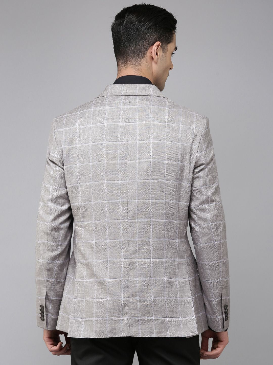 Park Avenue Checked Regular Fit Single-Breasted Formal Blazer