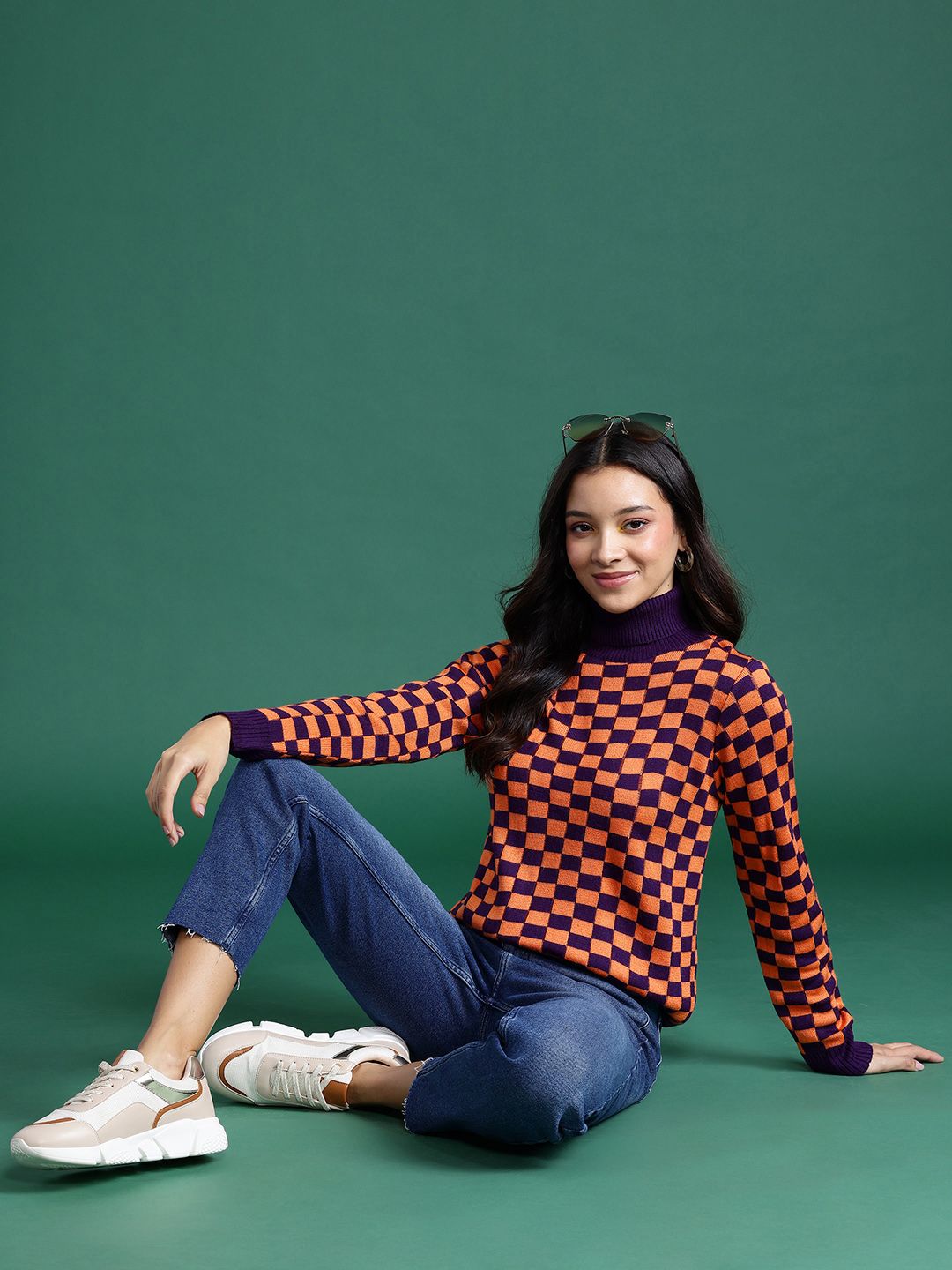 DressBerry Checked Acrylic Pullover