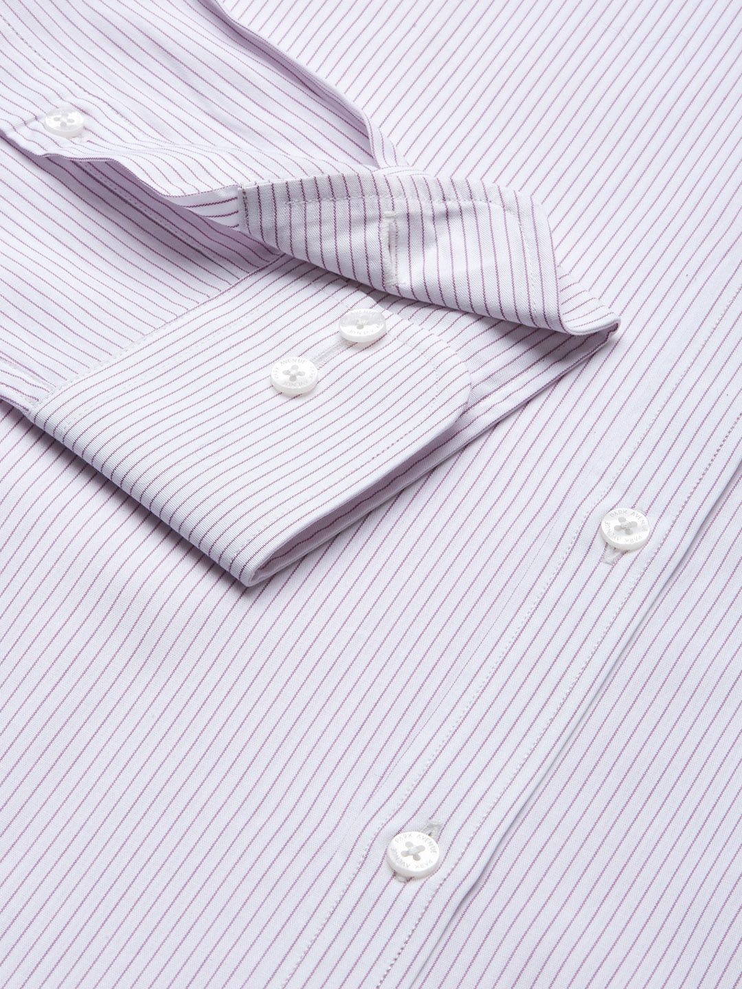 Park Avenue Men Purple And White Pinstriped Slim Fit Pure Cotton Formal Shirt