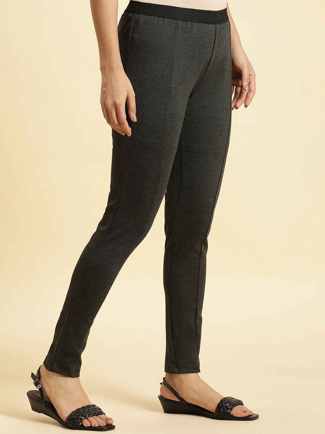 W Women Slim Fit Mid-Rise Plain Trousers