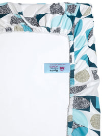 Myntra Elegant Homes White & Blue Geometric 300 TC Single Bedsheet with 1 Pillow Covers