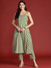 Anouk Printed Pure Cotton A-Line Kurta with Trousers