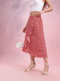 DressBerry Floral Print Ruffled Tulip Skirt