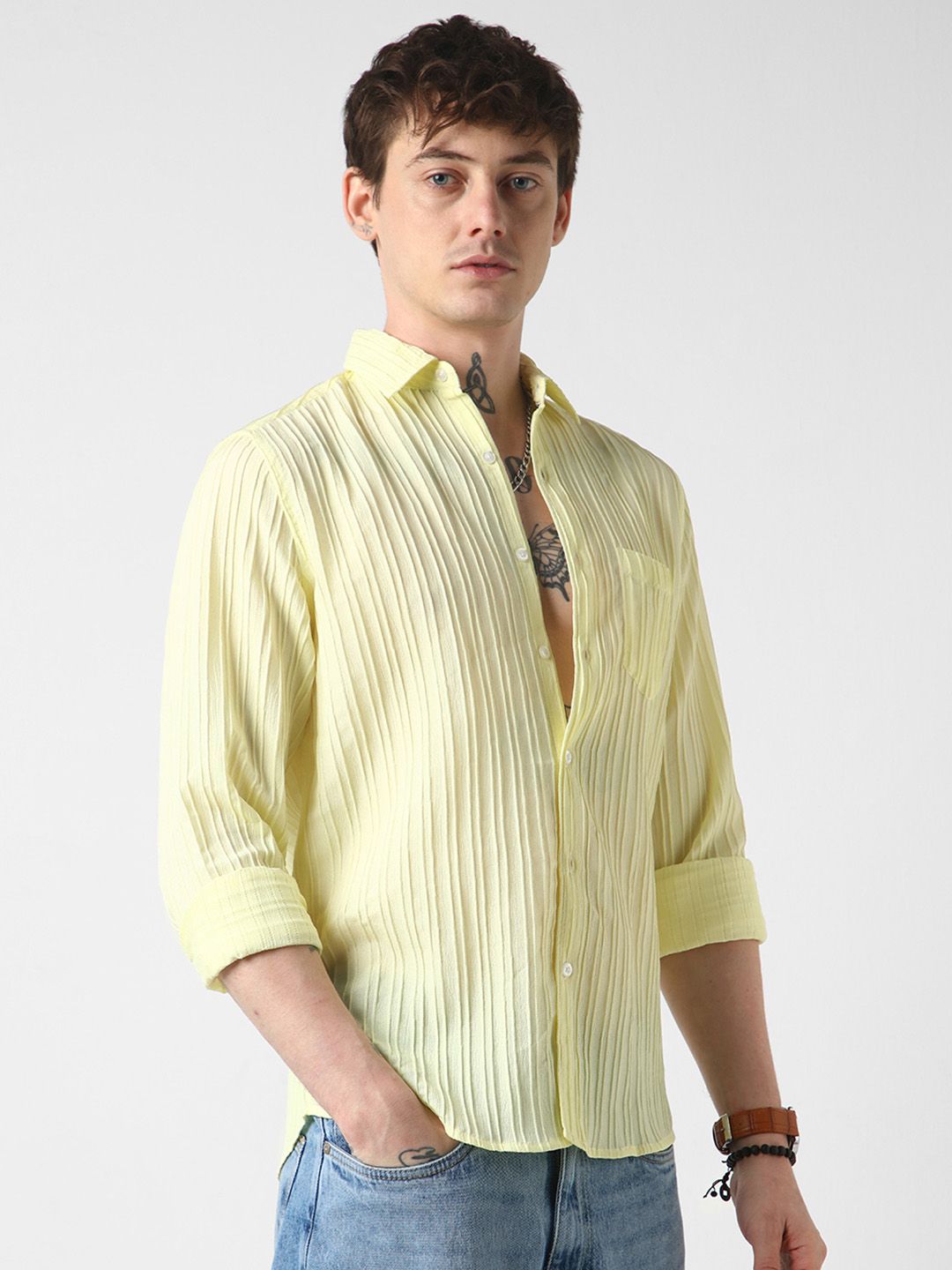 VASTRADO Men Classic Slim Fit Opaque Striped Casual Shirt