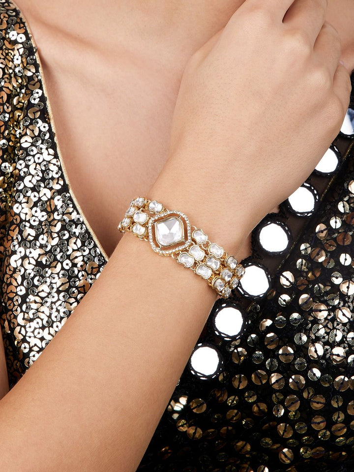 Zaveri Pearls Set of 2 Gold-Plated Austrian Diamonds Studded Wraparound Bracelets