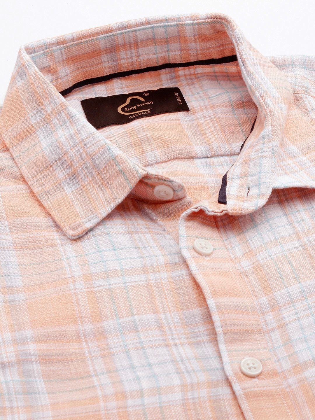 Being Human Slim Fit Checked Pure Cotton Casual Shirt