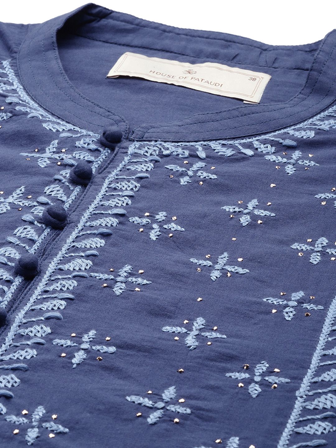 House of Pataudi Pure Cotton Embroidered Thread Work Jashn Kurta with Trousers