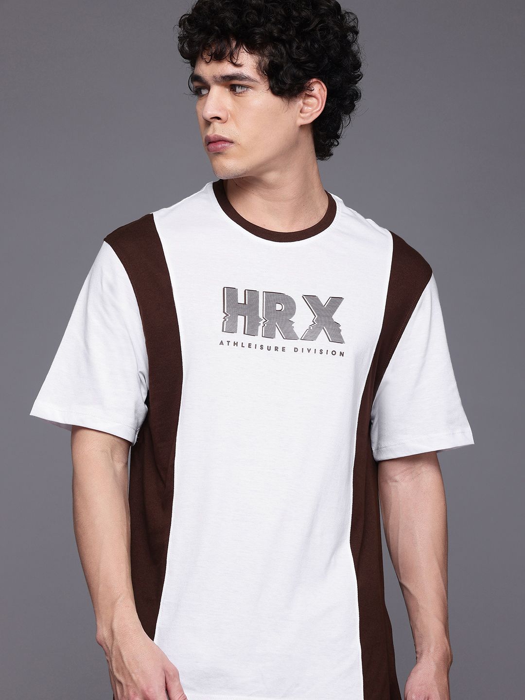 HRX by Hrithik Roshan Colourblocked & Brand Logo Print Lifestyle T-shirt