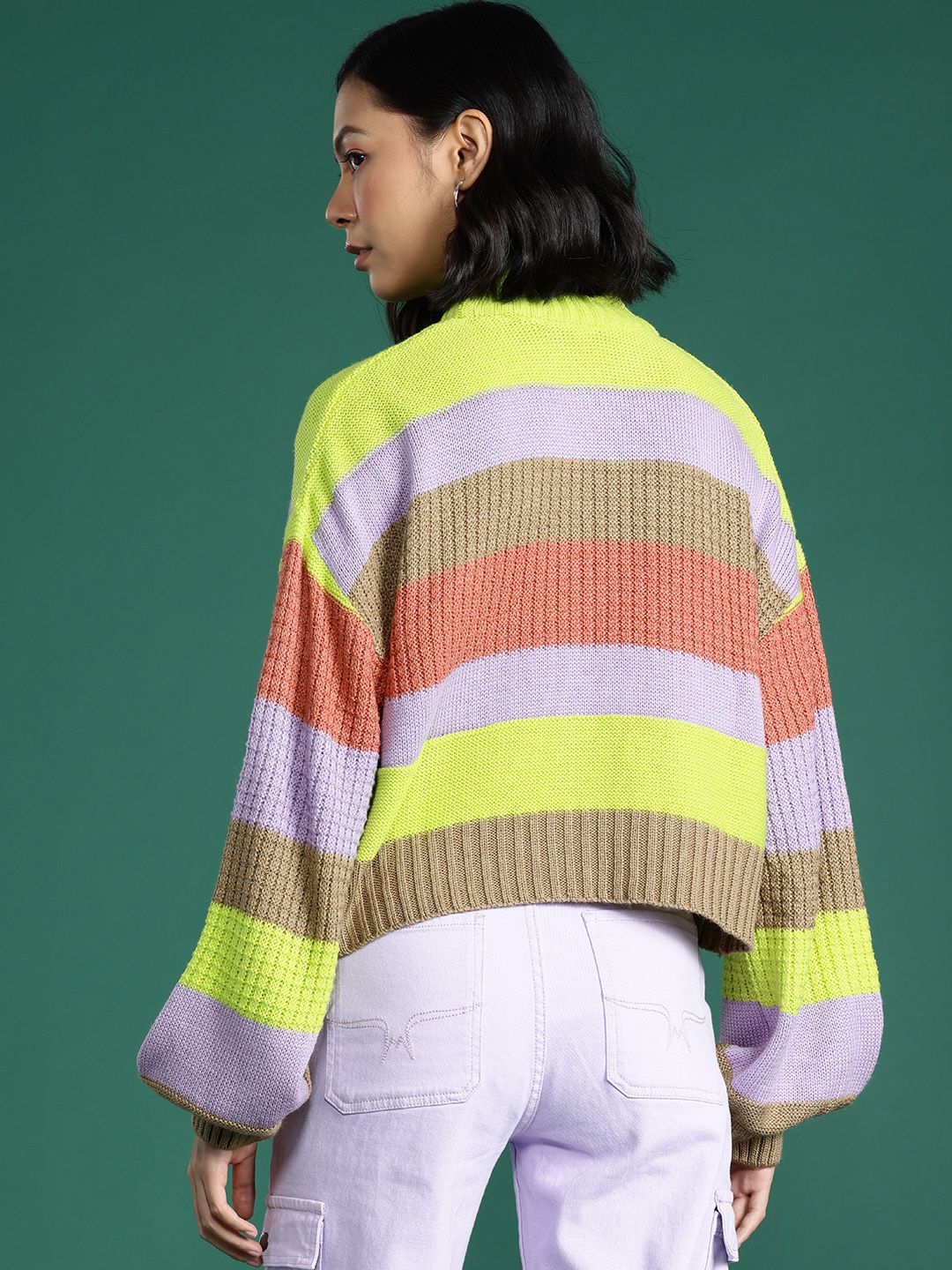 DressBerry Turtle Neck Striped Pullover