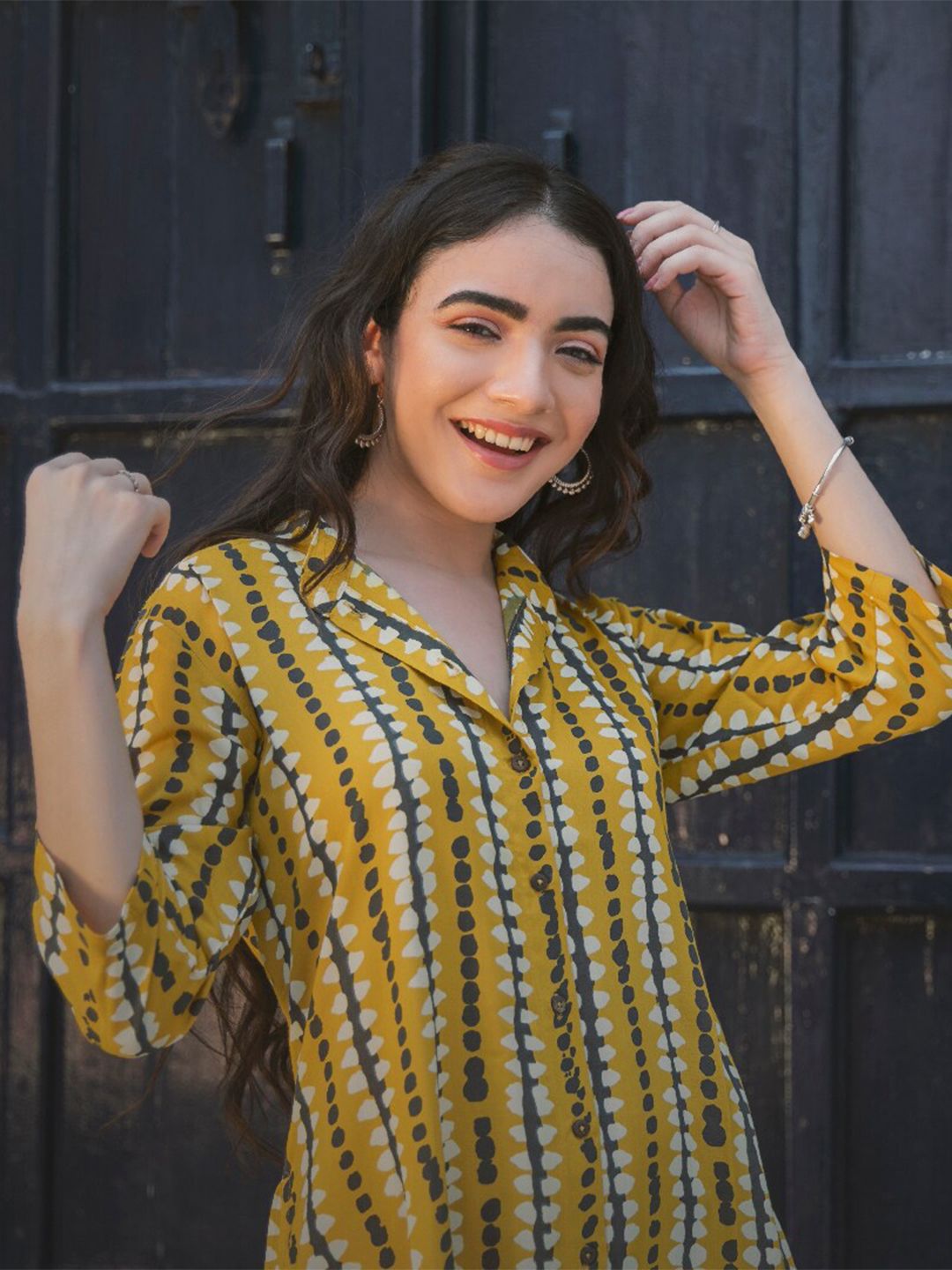 Rustorange Printed Shirt Maxi Rayon Dress