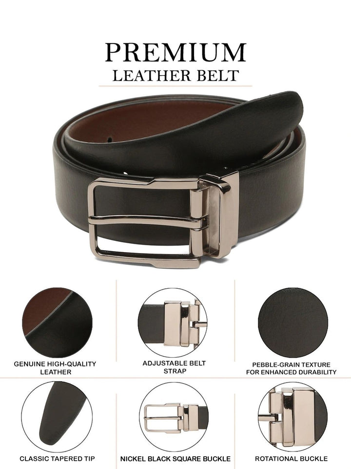 Teakwood Leathers Men Leather Reversible Formal Belt