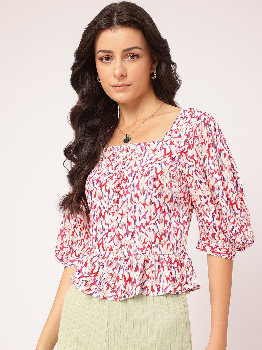 DressBerry Sweet & Simple Square Neck A-line Top