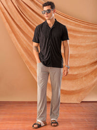 The Indian Garage Co Men Slim Fit Textured Terry Knit Resortwear Shirt