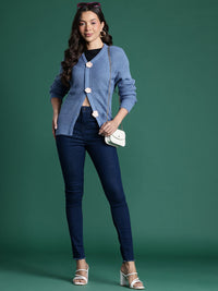 DressBerry Pure Acrylic Ribbed Cardigan