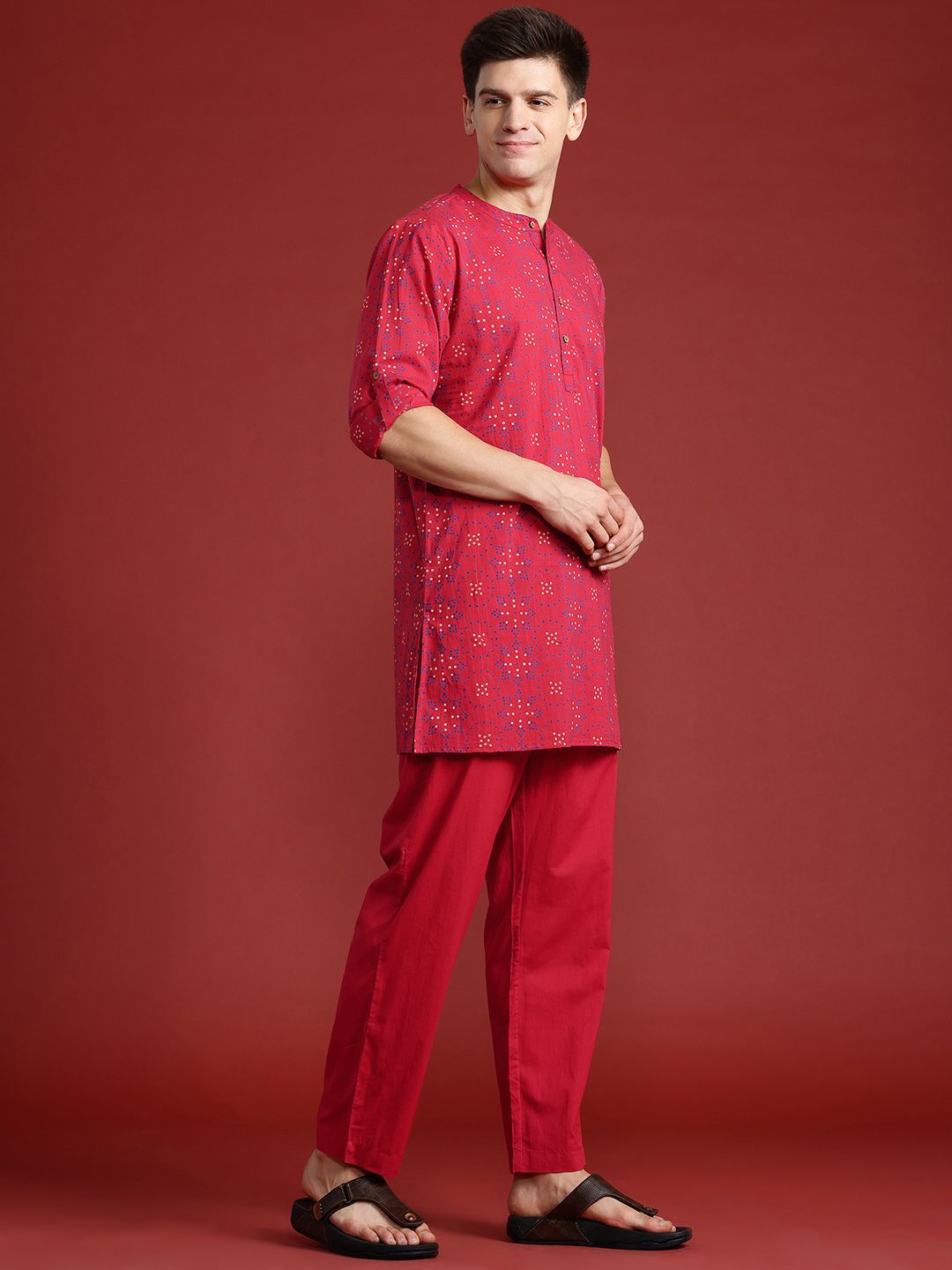 Anouk Bandhani Print Pure Cotton Kurta with Trousers
