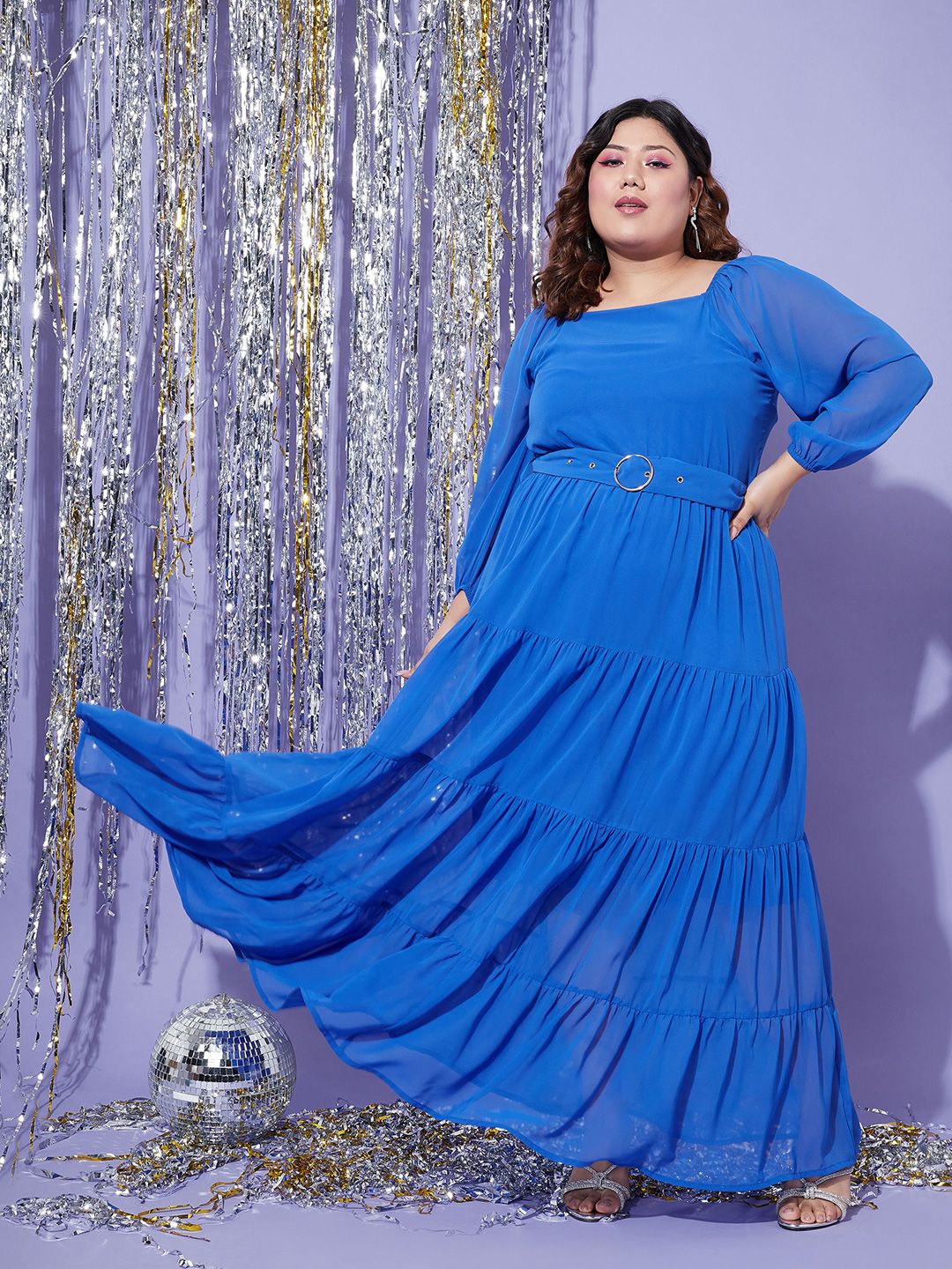 SASSAFRAS Curve Georgette Tiered Maxi Dress